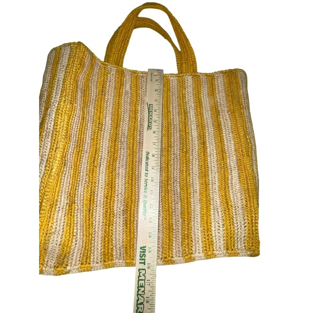 Mar Y Sol Straw Amalfi Tote Bag Used Striped Sunflower / Natural - Picture 9 of 16